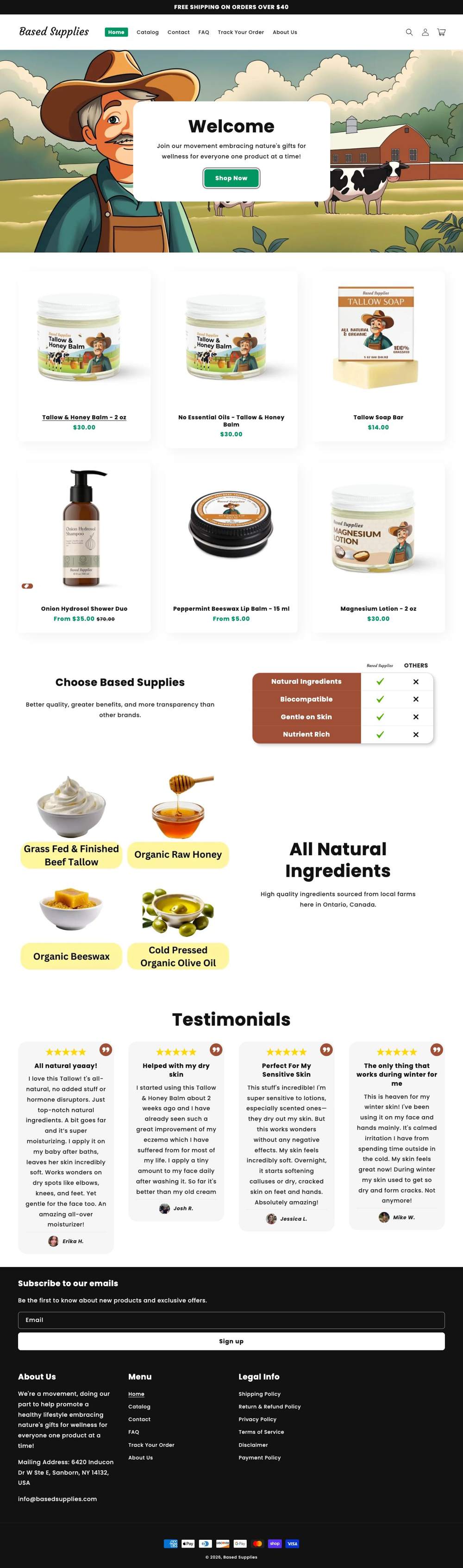 Based Supplies landing page: Based Supplies