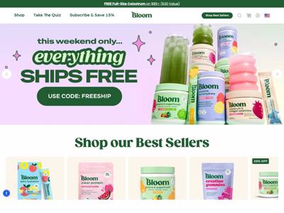 Bloom Nutrition landing page