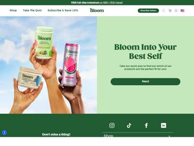 Bloom Nutrition landing page