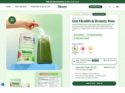 Bloom Nutrition landing page