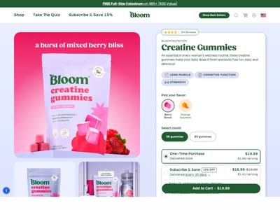 Bloom Nutrition landing page