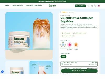 Bloom Nutrition landing page