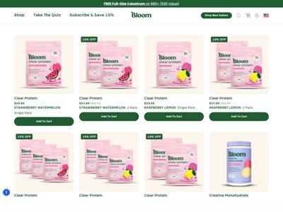 Bloom Nutrition landing page