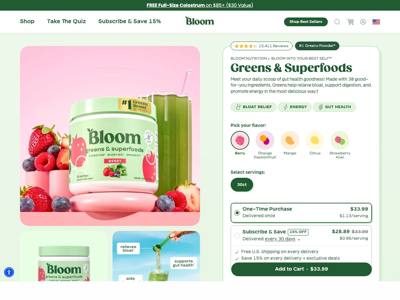 Bloom Nutrition landing page