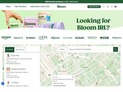 Bloom Nutrition landing page