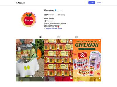 Bloom Nutrition landing page