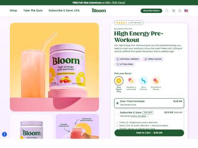 Bloom Nutrition landing page