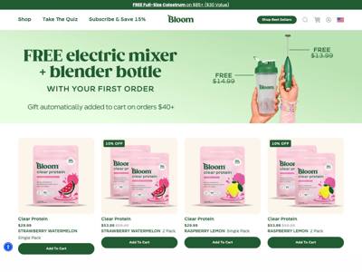 Bloom Nutrition landing page