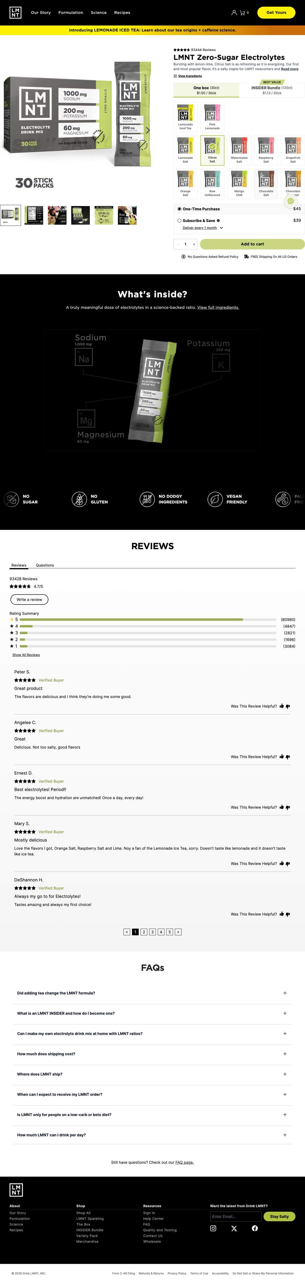 DrinkLMNT landing page: LMNT Zero-Sugar Electrolytes