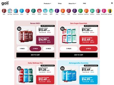 Goli Nutrition landing page