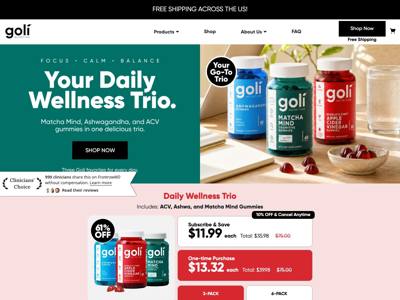 Goli Nutrition landing page