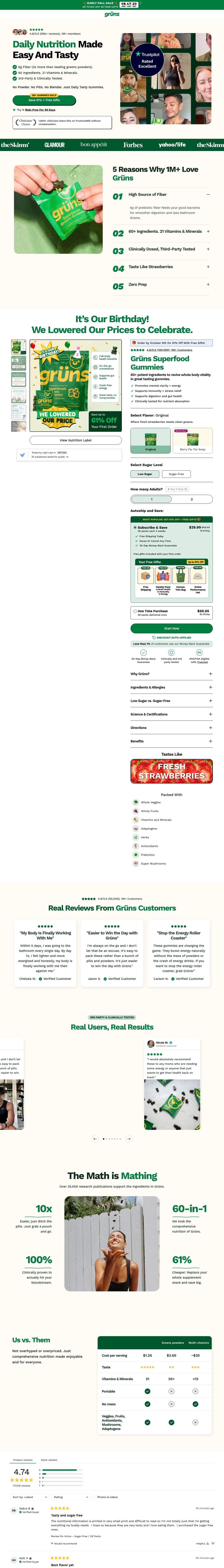 Grüns landing page: Grüns Superfood Gummies