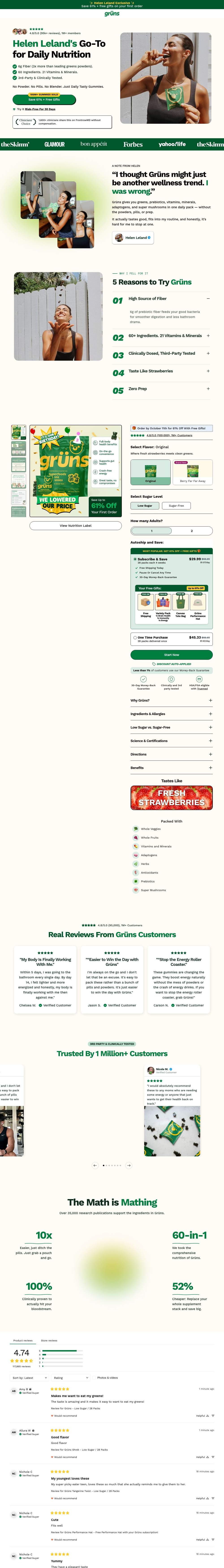 Grüns landing page: Grüns