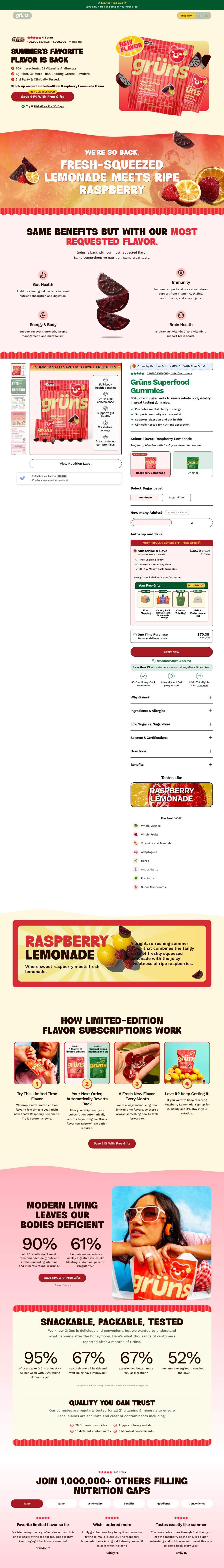 Grüns landing page: Grüns Superfood Gummies