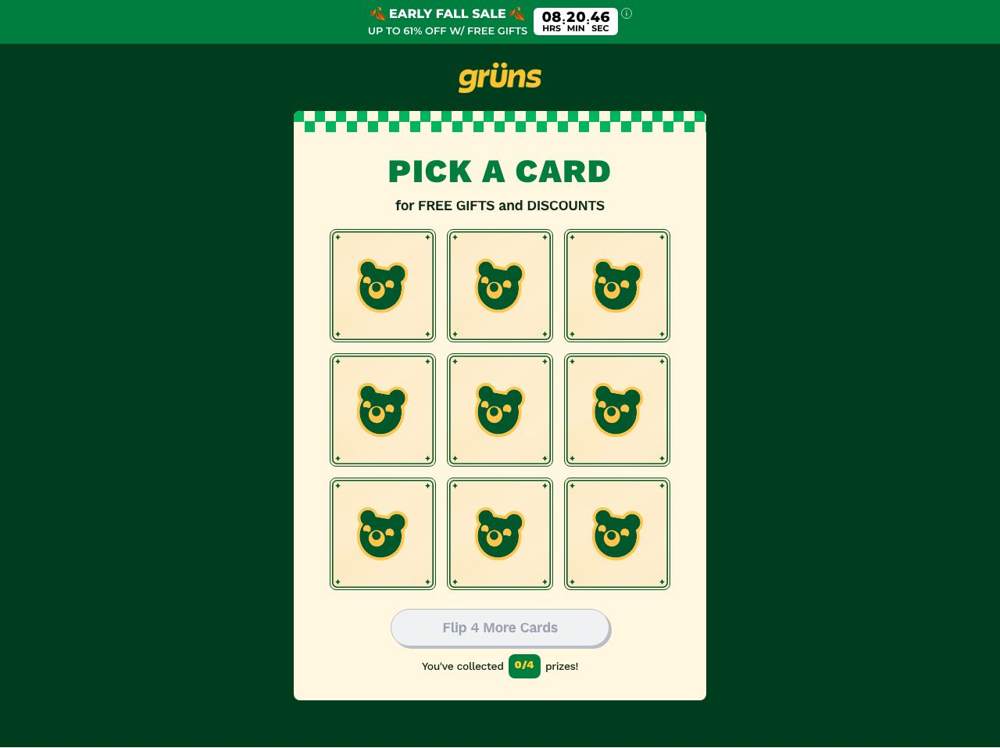 Grüns landing page: Your Cart