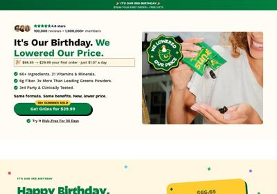 Grüns landing page