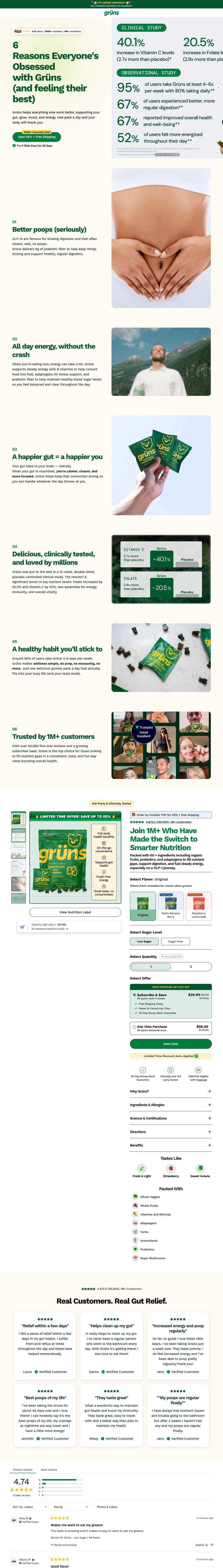 Grüns landing page: 6 Reasons Everyone's Obsessed with Grüns