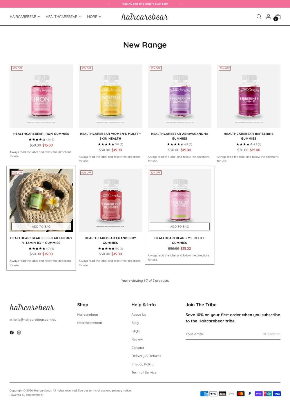 Haircarebear landing page: New Range