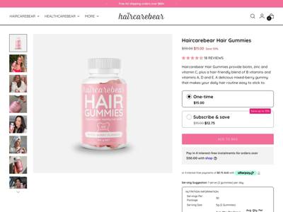 Haircarebear landing page