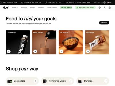 Huel landing page