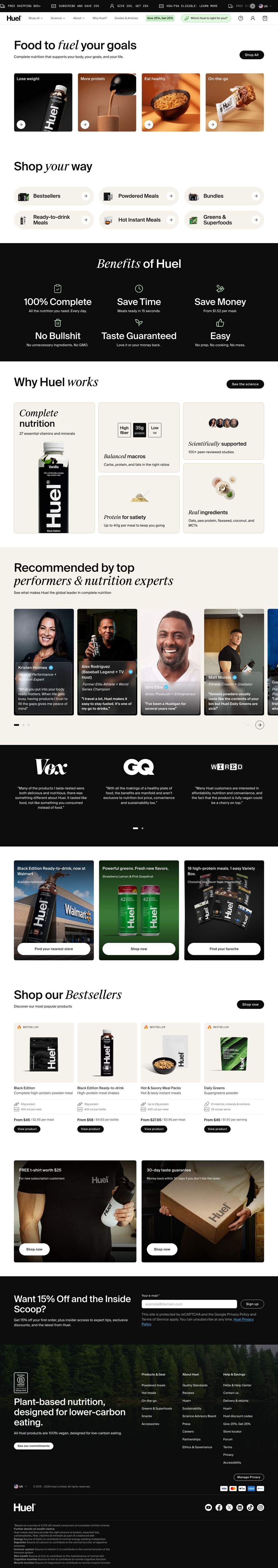 Huel landing page: Your Cart