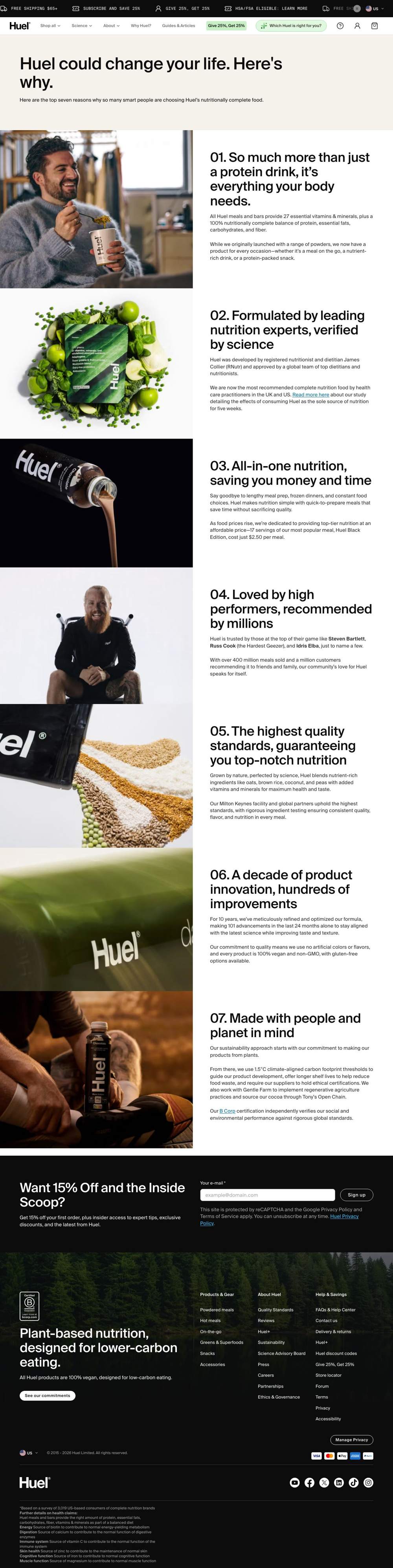Huel landing page: Huel could change your life. Here's why.