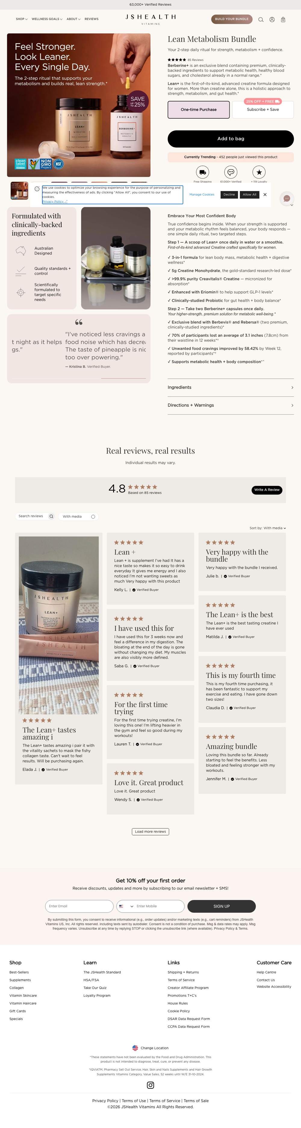 JSHealth Vitamins landing page: Lean Metabolism Bundle