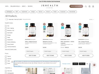 JSHealth Vitamins landing page
