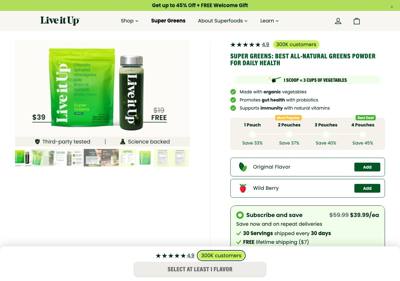 Live it Up landing page