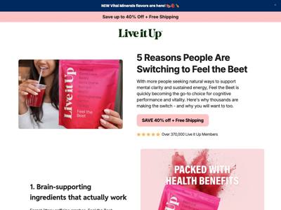 Live it Up landing page