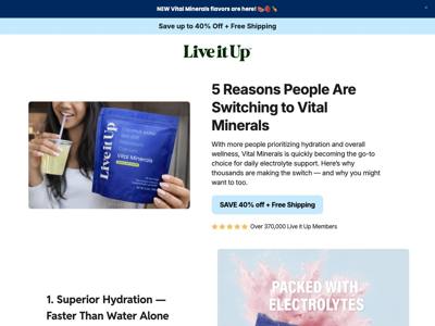 Live it Up landing page
