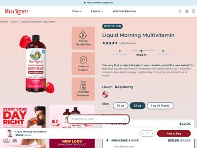 MaryRuth Organics landing page