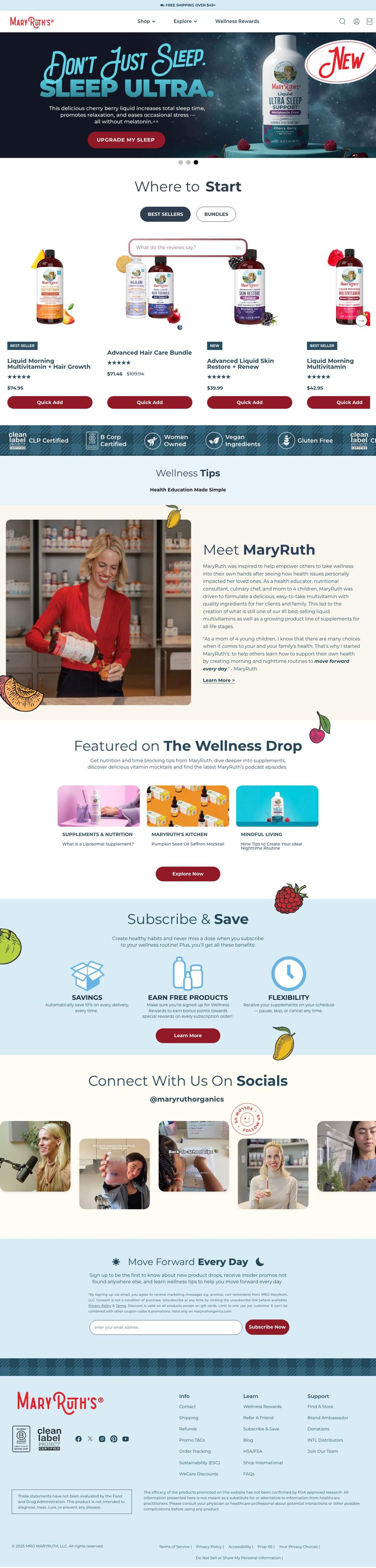MaryRuth Organics landing page: Vegan Liquid Vitamins & Supplements - MaryRuth Organics – MaryRuth's
