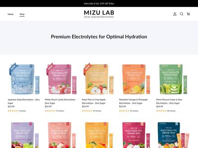 Mizu Lab Hydration Drink Mix landing page
