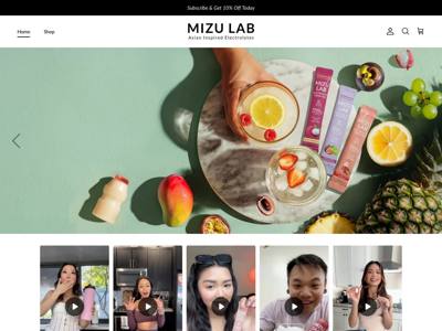 Mizu Lab Hydration Drink Mix landing page