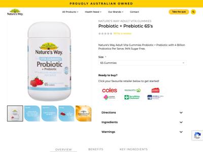 Nature's Way (Australia) landing page