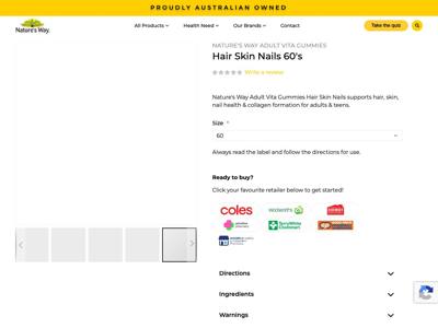Nature's Way (Australia) landing page