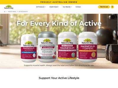 Nature's Way (Australia) landing page