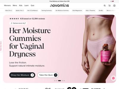 Novomins landing page