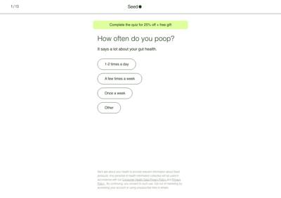 Seed landing page