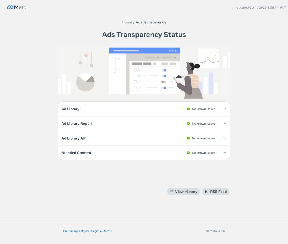 Seed landing page: Ads Transparency Status