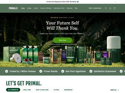 Shop Primals landing page
