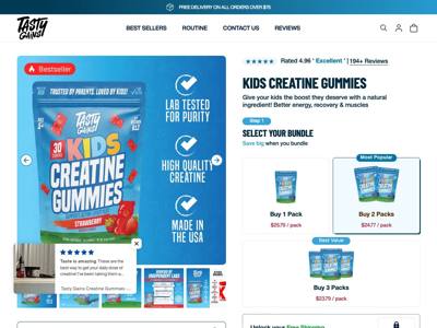 Tasty Gains landing page