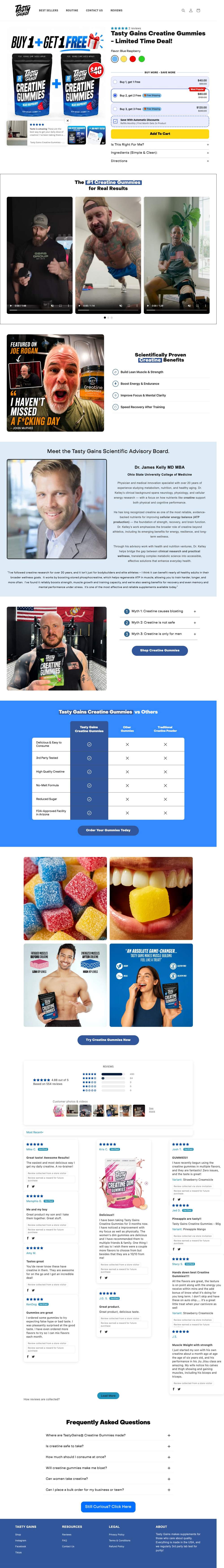 Tasty Gains landing page: Country/region