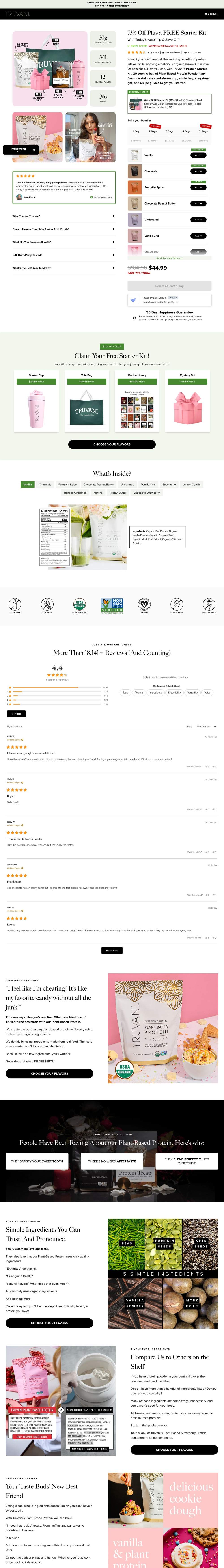 Truvani landing page: 73% Off Plus a FREE Starter Kit