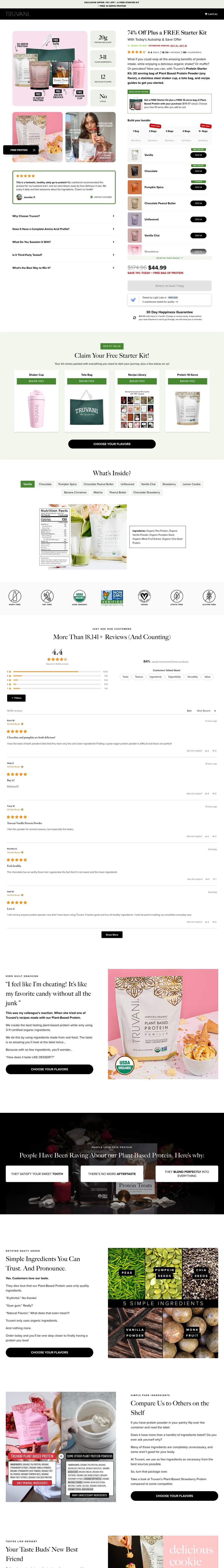 Truvani landing page: 74% Off Plus a FREE Starter Kit