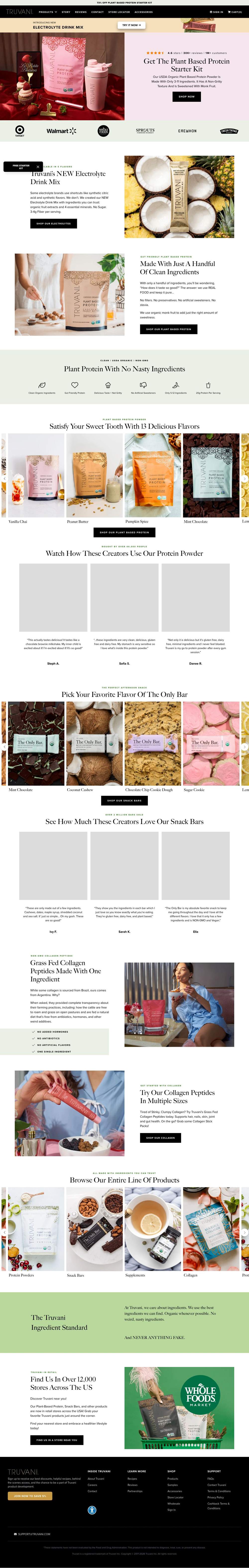 Truvani landing page: Get The Plant Based Protein Starter Kit