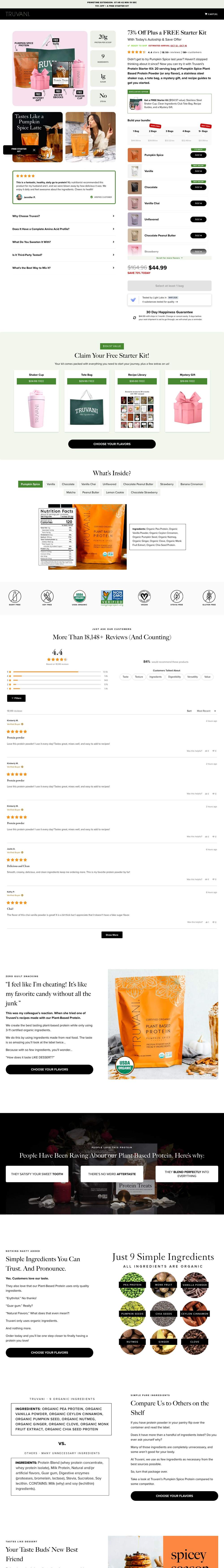 Truvani landing page: 73% Off Plus a FREE Starter Kit