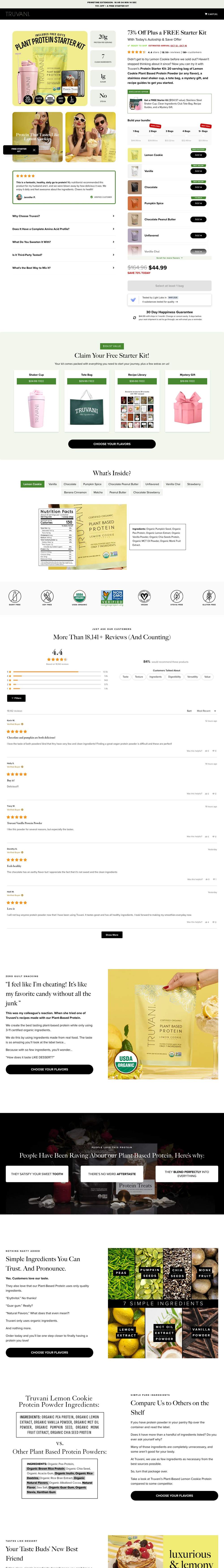 Truvani landing page: 73% Off Plus a FREE Starter Kit