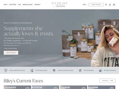 We Heart Nutrition landing page